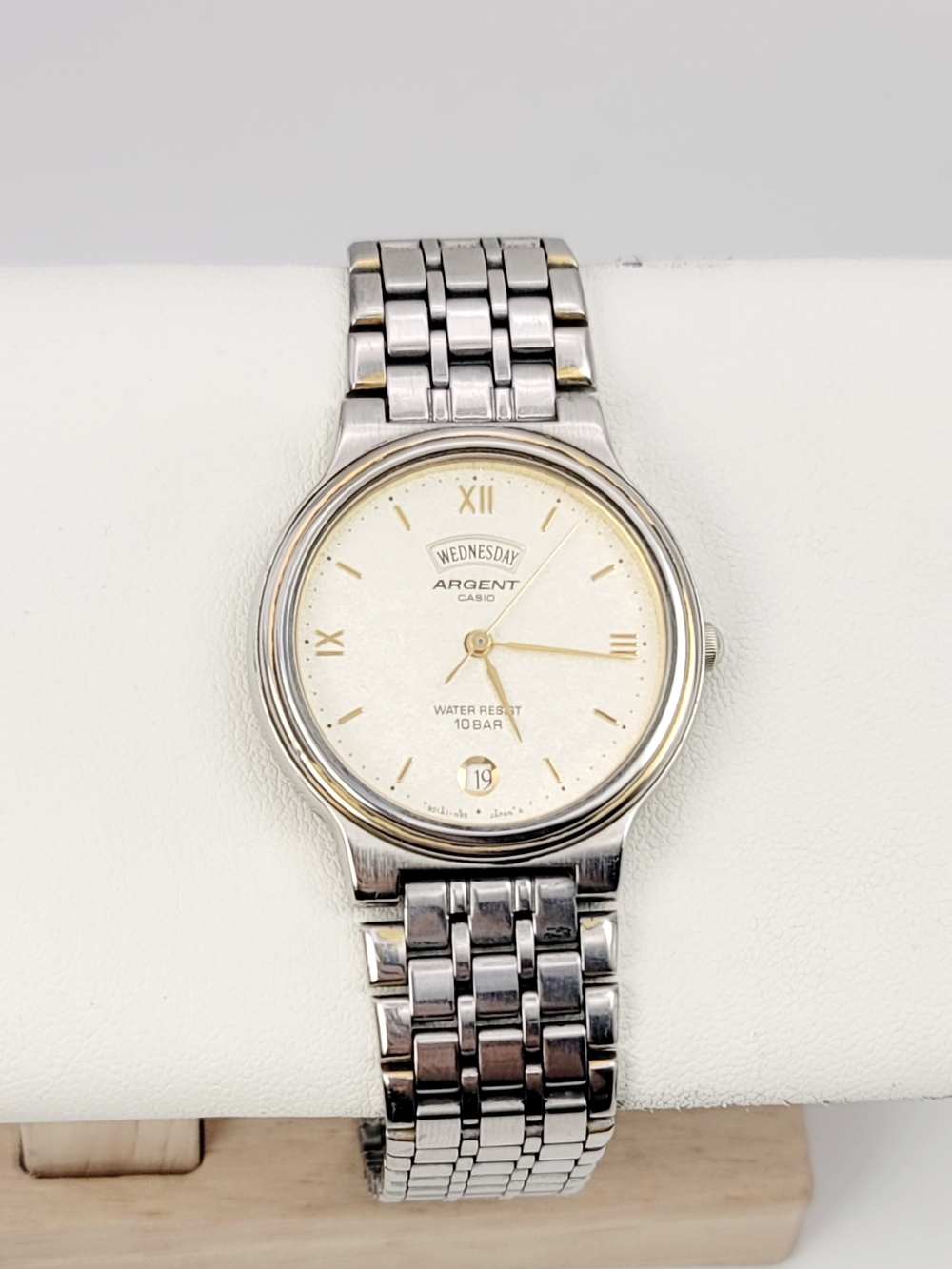 Casio Argent MTW-122 JDM Vintage Men’s Watch Day Date Module 383 Japan